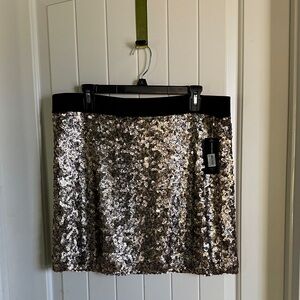 INC International Concepts Black and Gold Sequin Mini Skirt